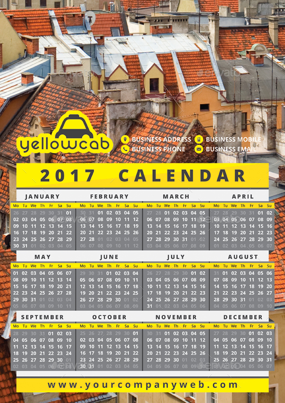 2017 menu calendar template