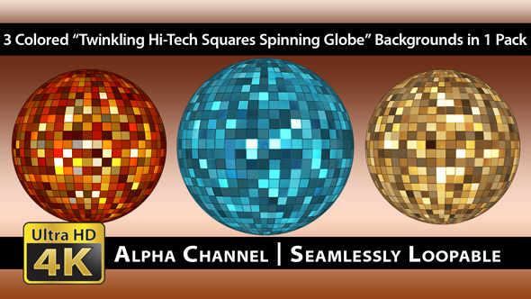 Twinkling Hi-Tech Squares Spinning Globe - Pack 01