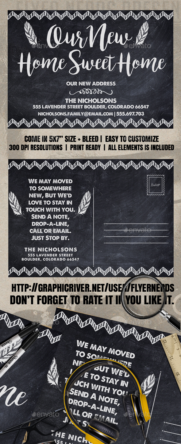 Chalk Styles Moving Announcements Card Template - Family Cards & Invites