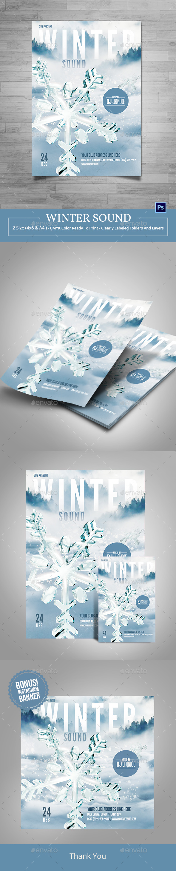 Winter Sound Flyer Template - Clubs & Parties Events