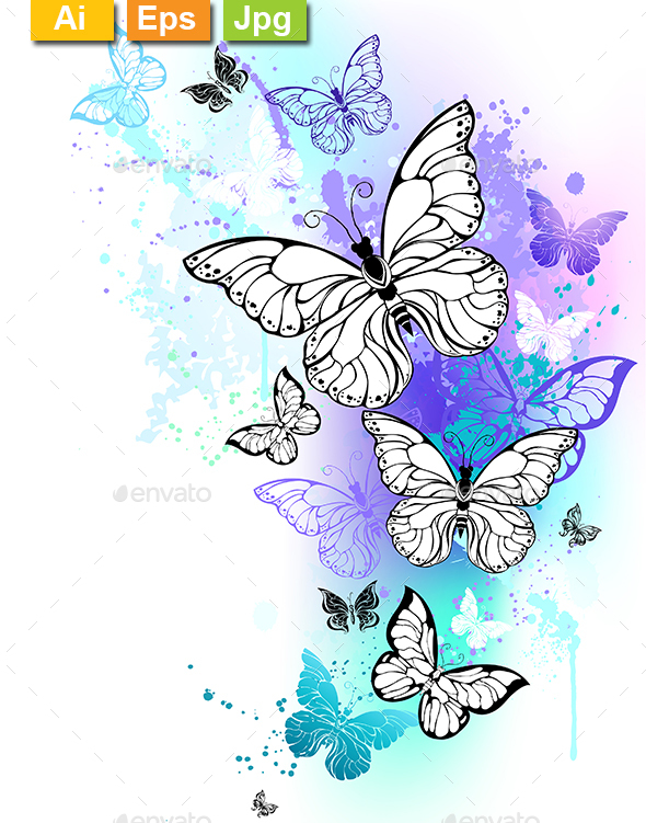 Flying Butterflies Watercolor - Backgrounds Decorative