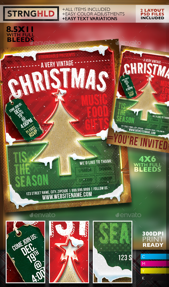 Vintage Christmas Neon Event Flyer - Holidays Events