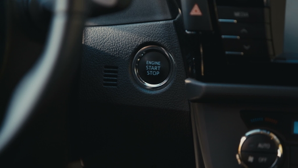 Car Driver Starting The Engine