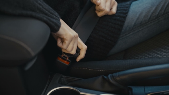 Girl Driver Fastened Seat Belt