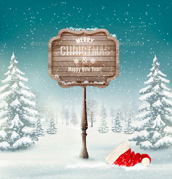 Holiday Christmas Background With A Snowy Forest - Christmas Seasons/Holidays