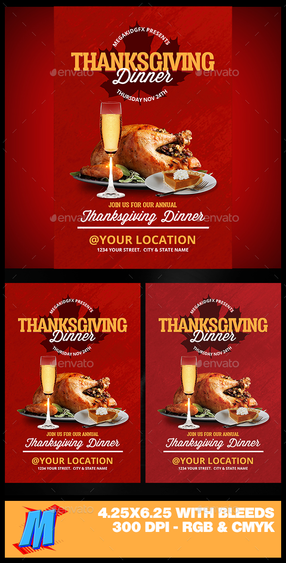 Thanksgiving Dinner Flyer Template - Clubs & Parties Events