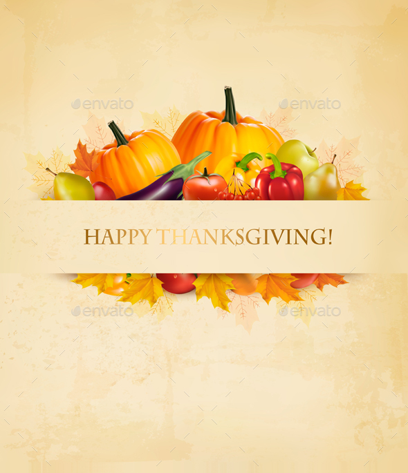 Thanksgiving Background With Autumn Fruit - Food Objects