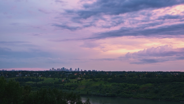Sunset  Of City Skyline From a Distance alt