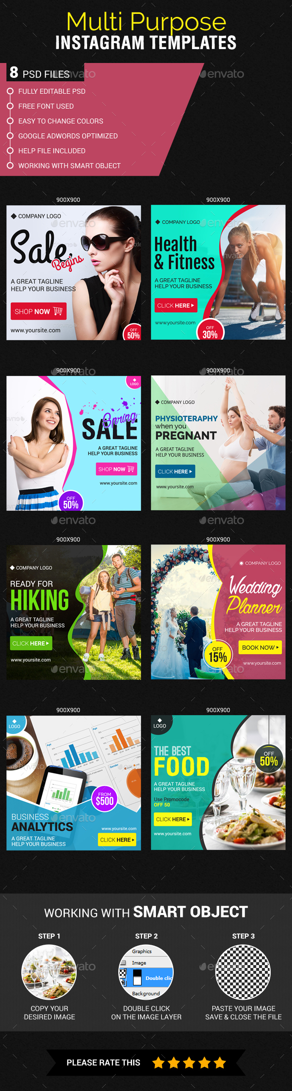 Multipurpose Instagram Templates - Banners & Ads Web Elements