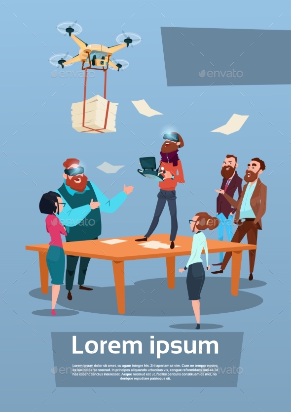Business Man Wear Digital Glasses Visual Reality - People Characters