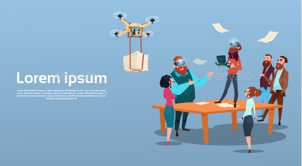 Business Man Wear Digital Glasses Visual Reality - People Characters