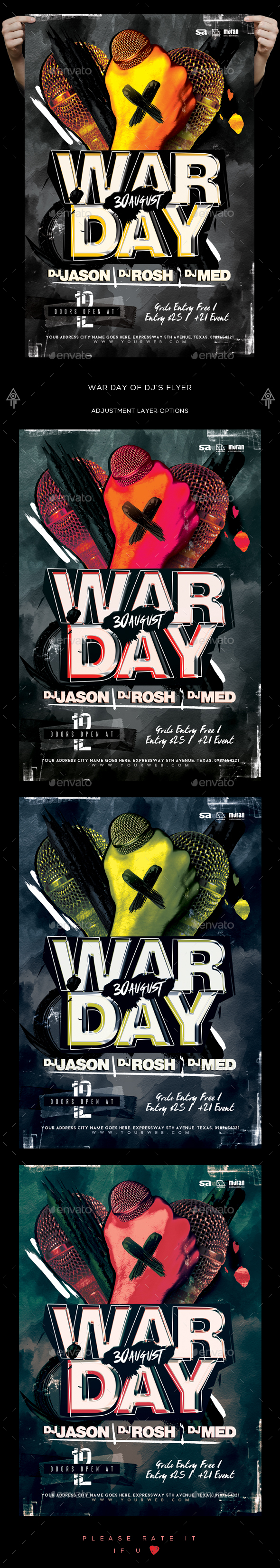 War Day Of DJs Flyer - Clubs & Parties Events