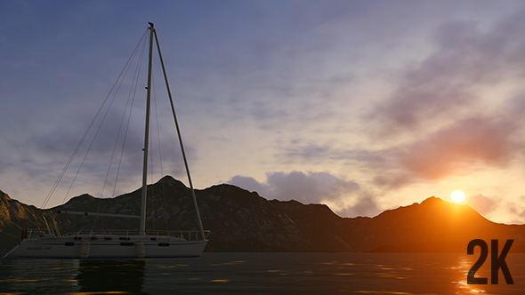 Sailboats in the Bay at Sunset 2K