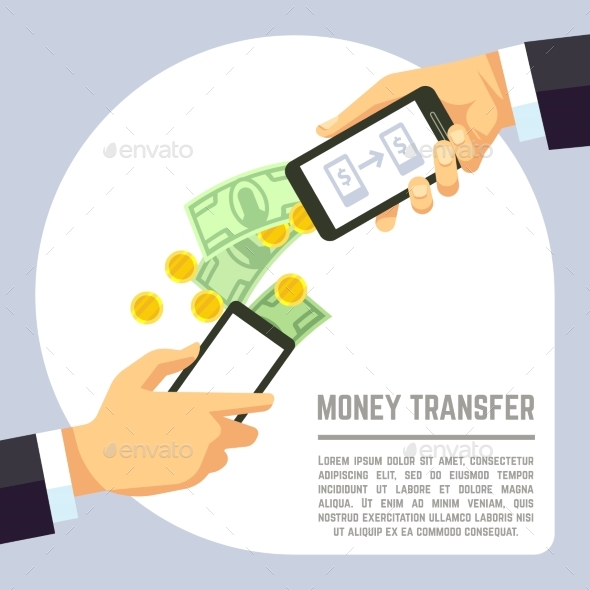 Sending And Receiving Money Wireless With Mobile - Miscellaneous Vectors