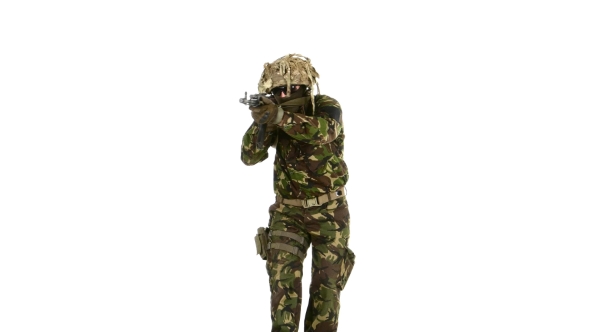 Armed Man. White Background alt