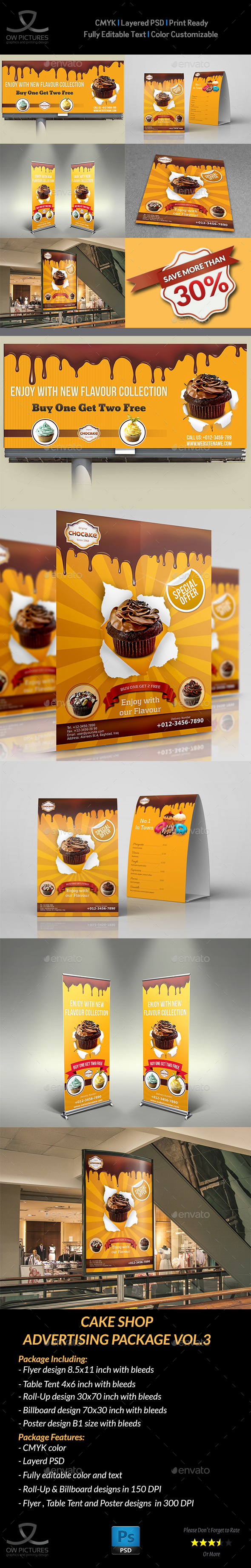 Cake and Cafe Advertising Bundle Vol3 - Signage Print Templates