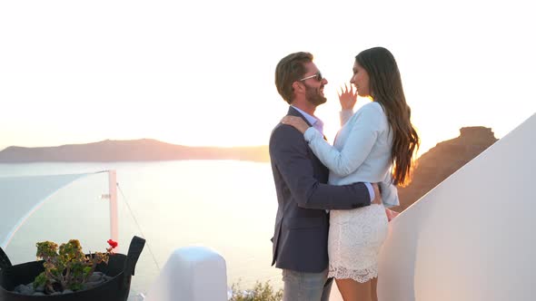 Romantic Rich Couple Sunset Greece