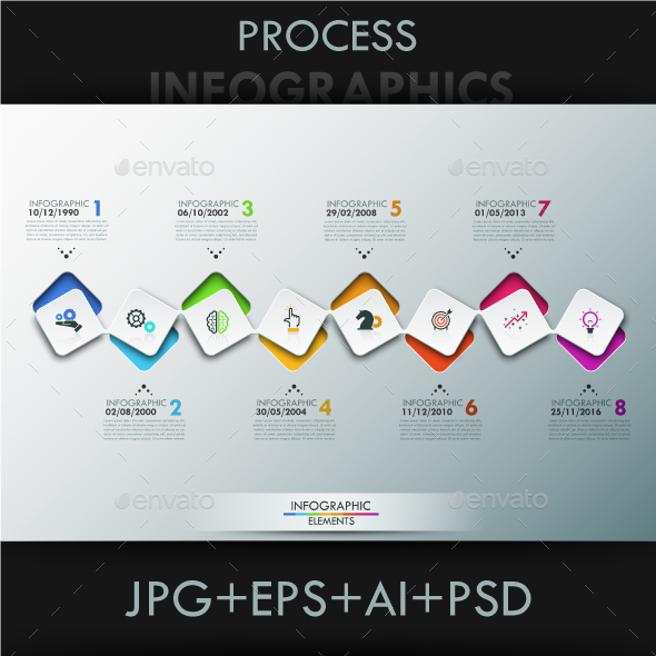 Modern Infographic 8 Steps Timeline Template - Infographics