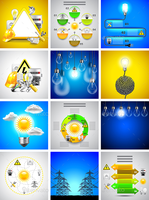 Electricity and Energy Tools Backgrounds and Infographics - Technology Conceptual