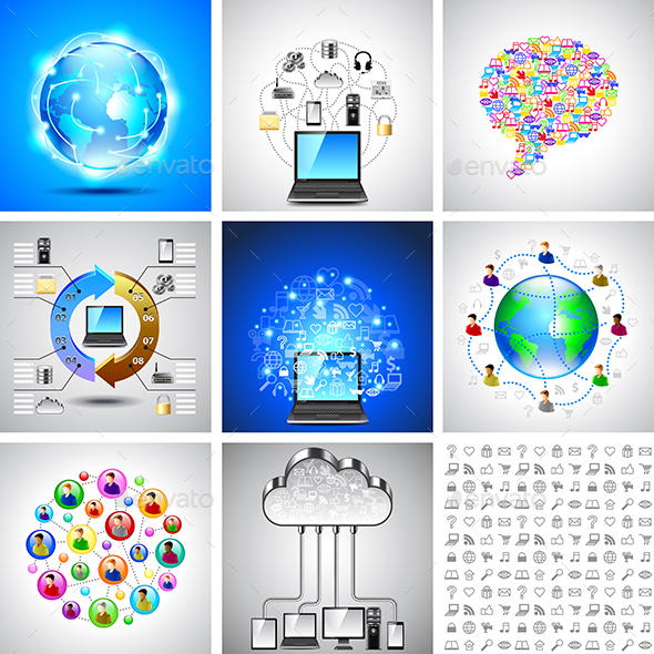 Computer Network Backgrounds and Infographics - Computers Technology