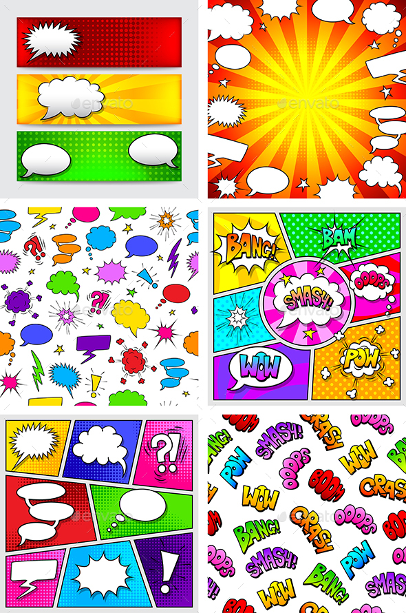Comics Speech Bubbles Backgrounds - Miscellaneous Vectors