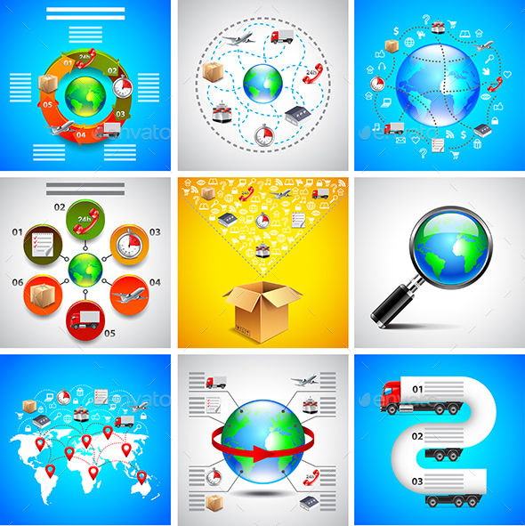 Logistics Backgrounds and Infographics - Services Commercial / Shopping