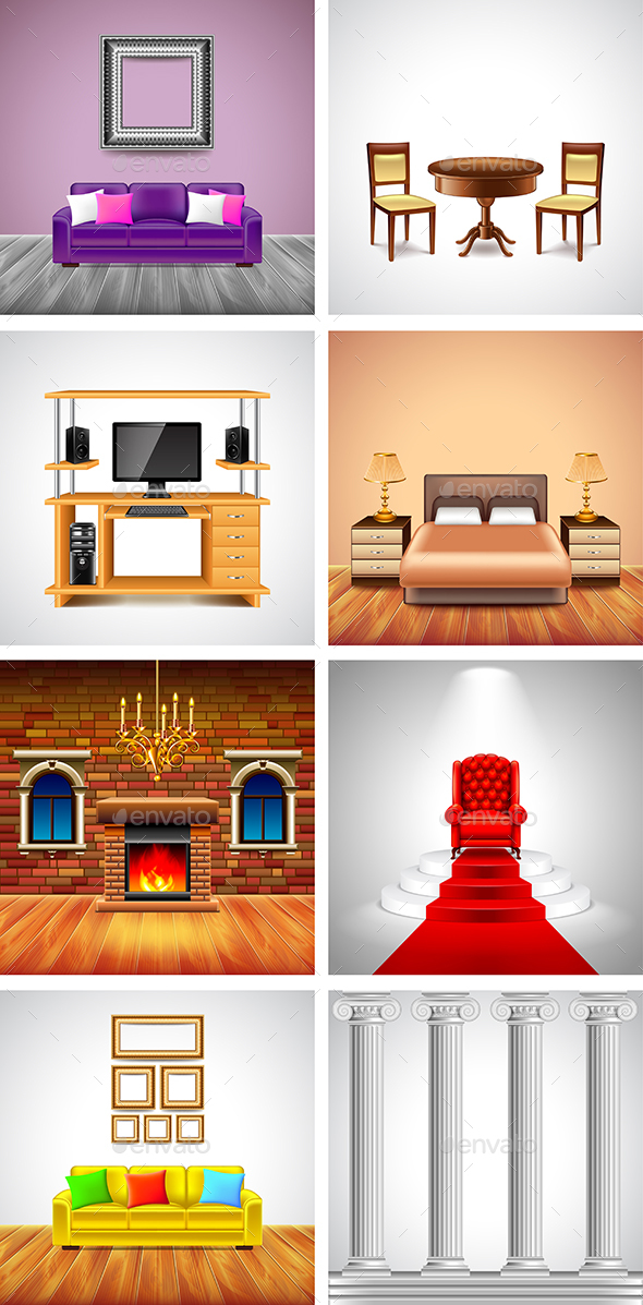 Interiors and Furniture Backgrounds - Miscellaneous Vectors