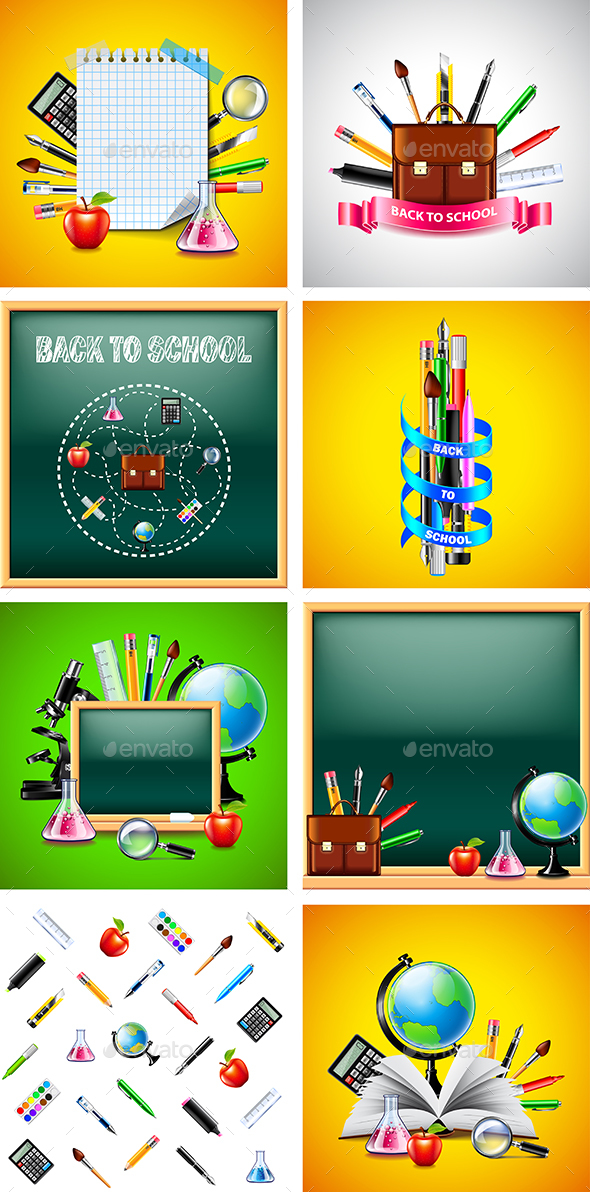 School and Education Tools Backgrounds - Miscellaneous Vectors