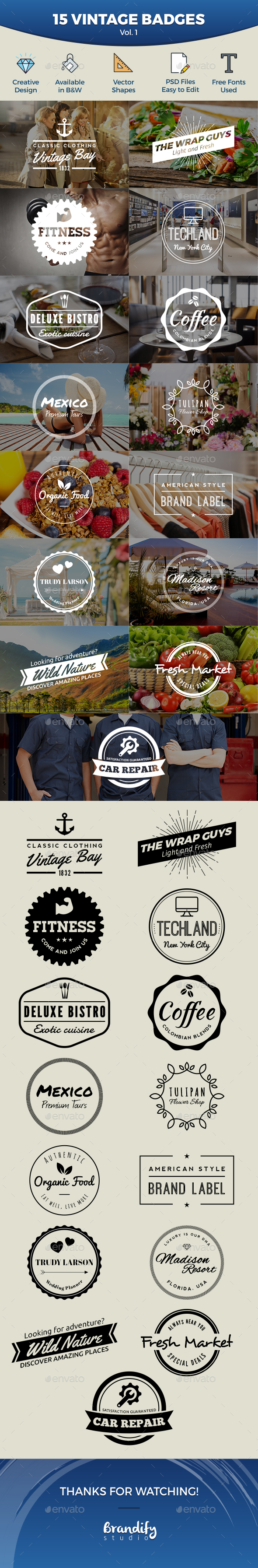 Vintage Badges - Badges & Stickers Web Elements