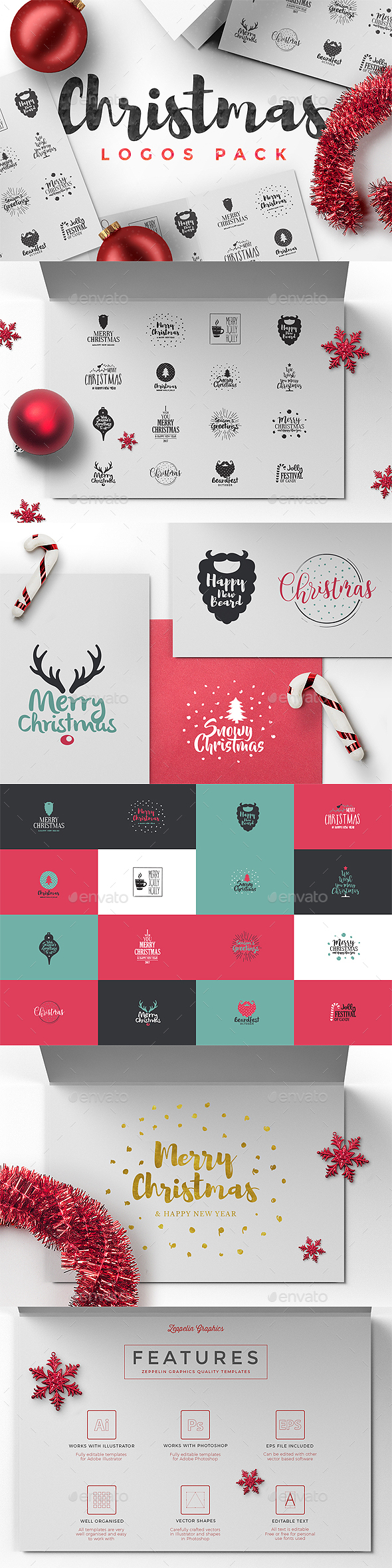Christmas Logos Pack - Badges & Stickers Web Elements