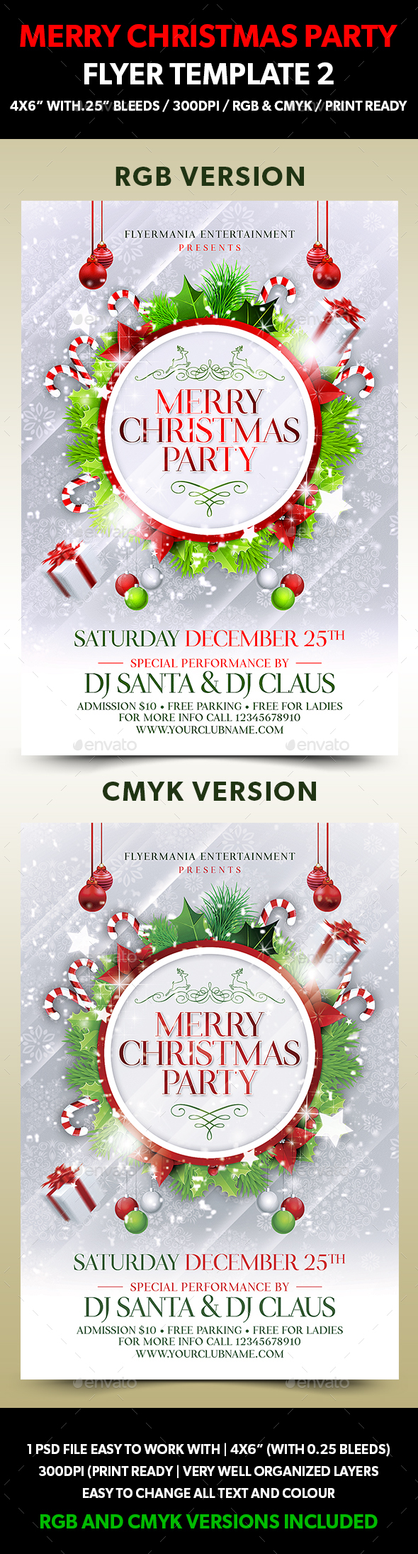 Merry Christmas Party Flyer Template 2 - Flyers Print Templates