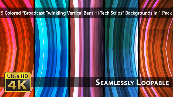 Broadcast Twinkling Vertical Bent Hi-Tech Strips - Pack 03, Motion Graphics