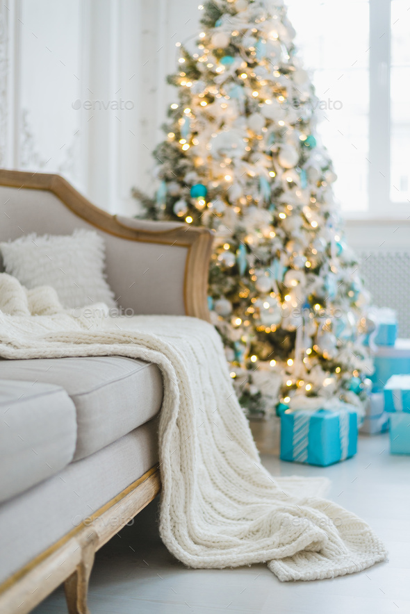 Christmas Or New Year Decoration At Living Room Interior And Holiday Home Decor Concept Calm Image Stock Photo By Romankosolapov - New Year Home Decor