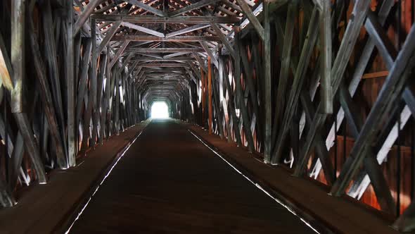 Interior of the Alte Rheinbrucke Old Covered Bridge Over Rhine River in Vaduz alt