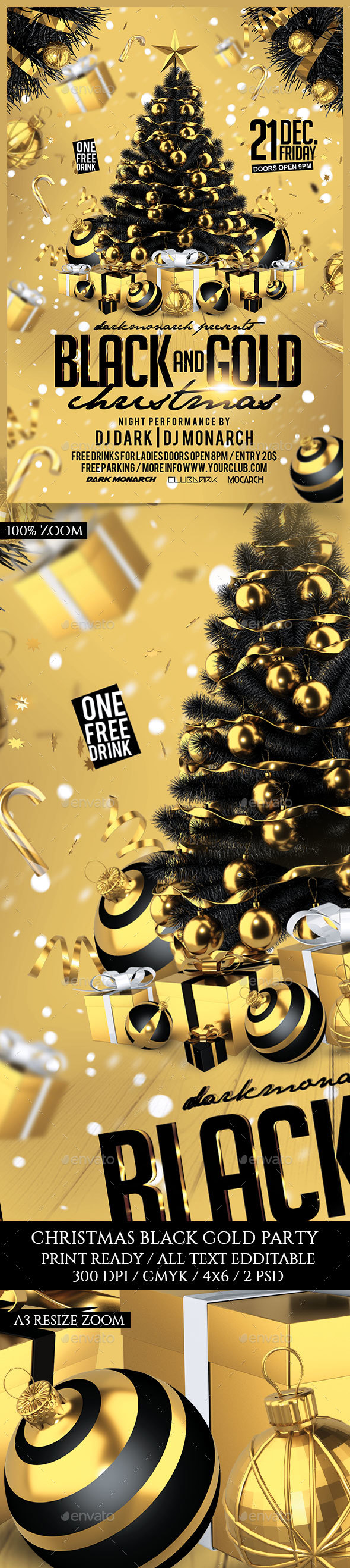 Black and Gold Christmas Party - Holidays Events