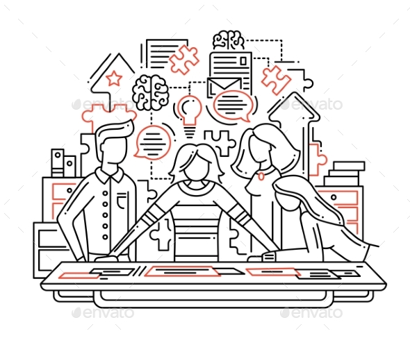 Creative Process - Line Design Illustrationn - Concepts Business