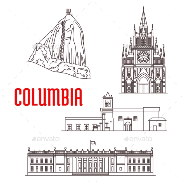 Tourist Landmarks and Architecture Of Colombia - Buildings Objects
