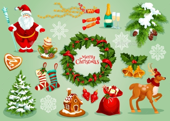 Christmas and New Year Traditional Symbol Set - Christmas Seasons/Holidays