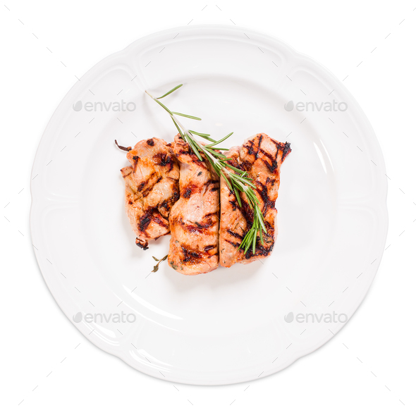 Grilled pork shish kebab with rosemary. - Stock Photo - Images
