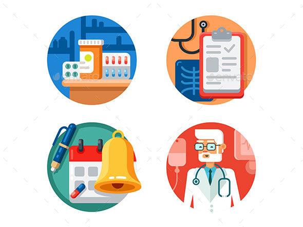 Medical Treatment and Examination - Web Elements Vectors