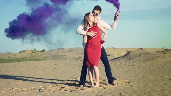 Couple in Love with Purple Smoke