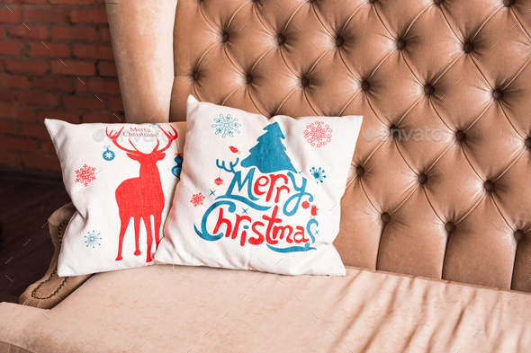 Christmas pillow for decoration - Stock Photo - Images