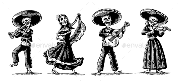 Day Of The Dead. The Skeleton In Mexican National - Halloween Seasons/Holidays