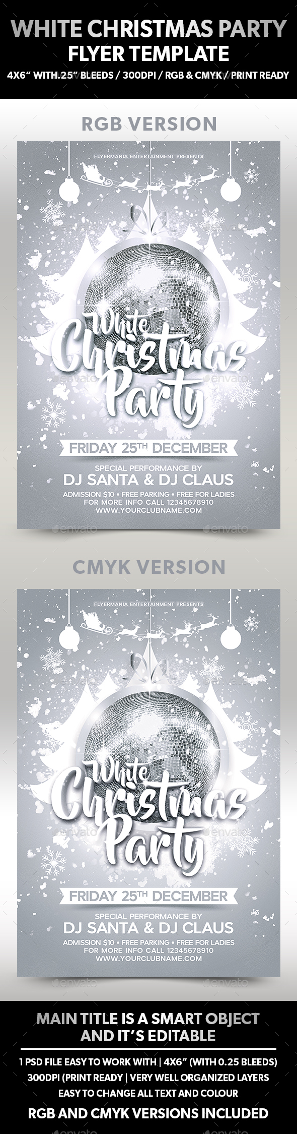 White Christmas Party Flyer Template - Flyers Print Templates