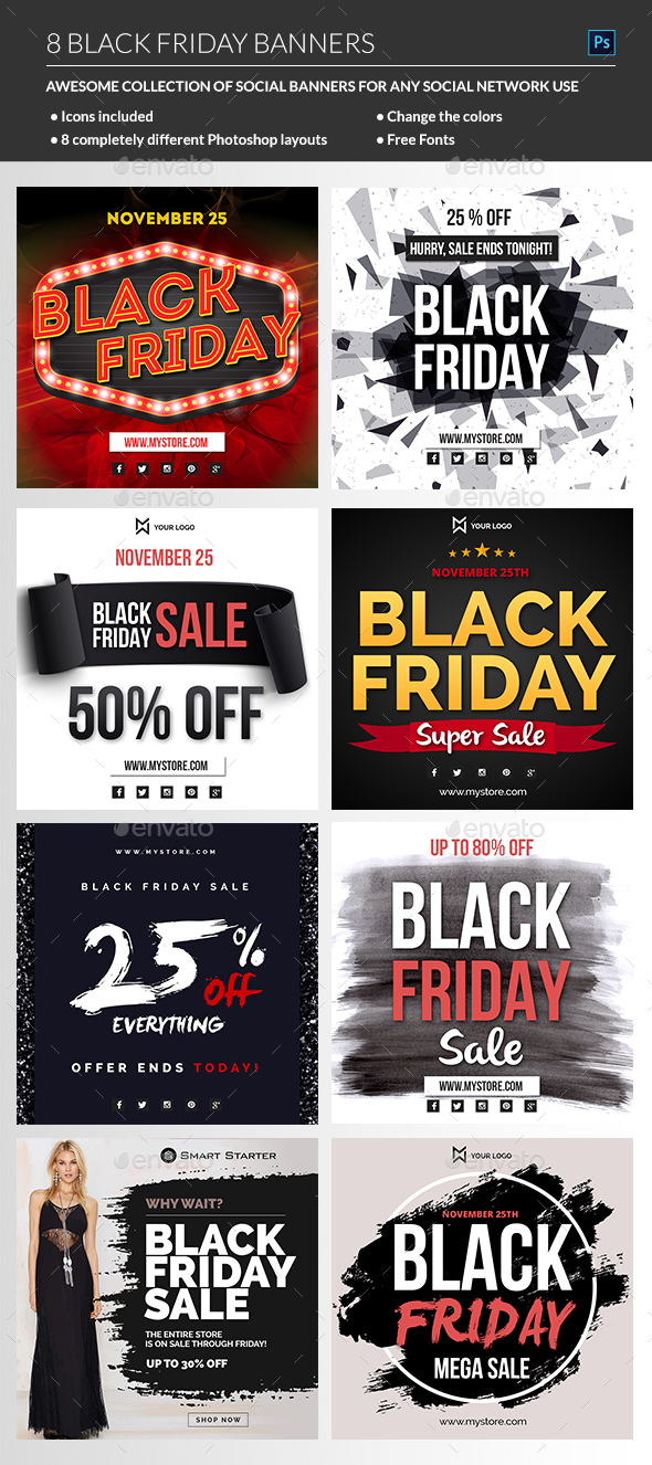 Black Friday Banners - Banners & Ads Web Elements
