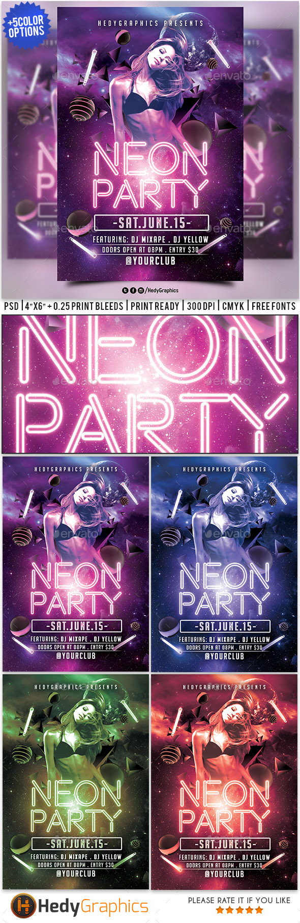 Neon Party Flyer - Clubs & Parties Events