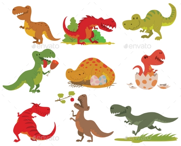T-rex Dinosaur Vector Set. - Backgrounds Decorative