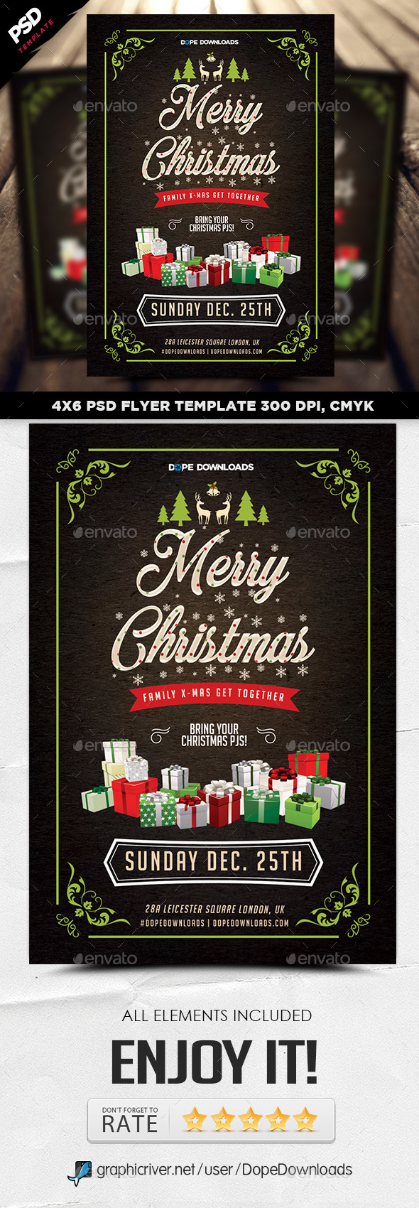 Family Christmas Party Flyer Template - Holidays Events