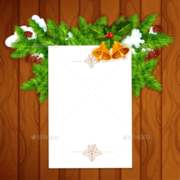 Christmas Card With Blank Paper And Holly Berry - Christmas Seasons/Holidays