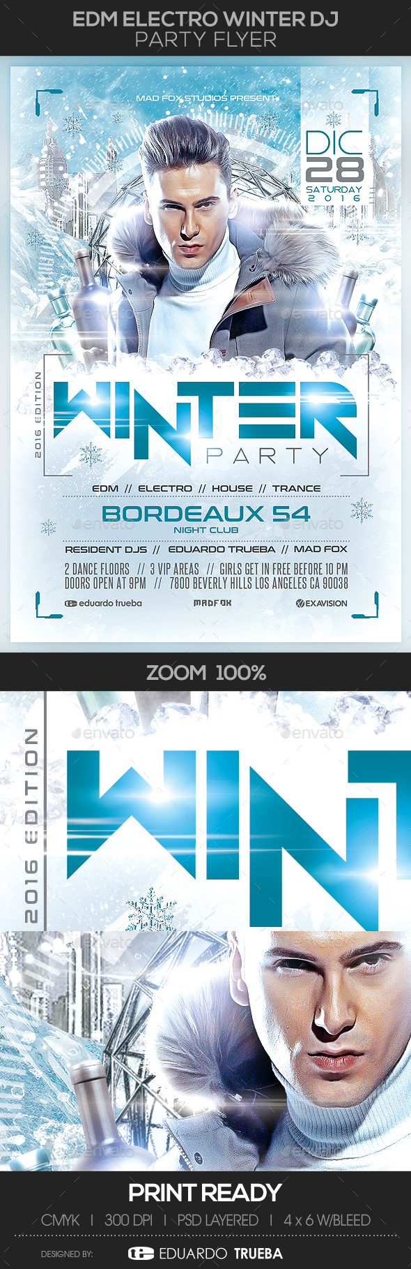 EDM Electro Winter Dj Party Flyer - Events Flyers
